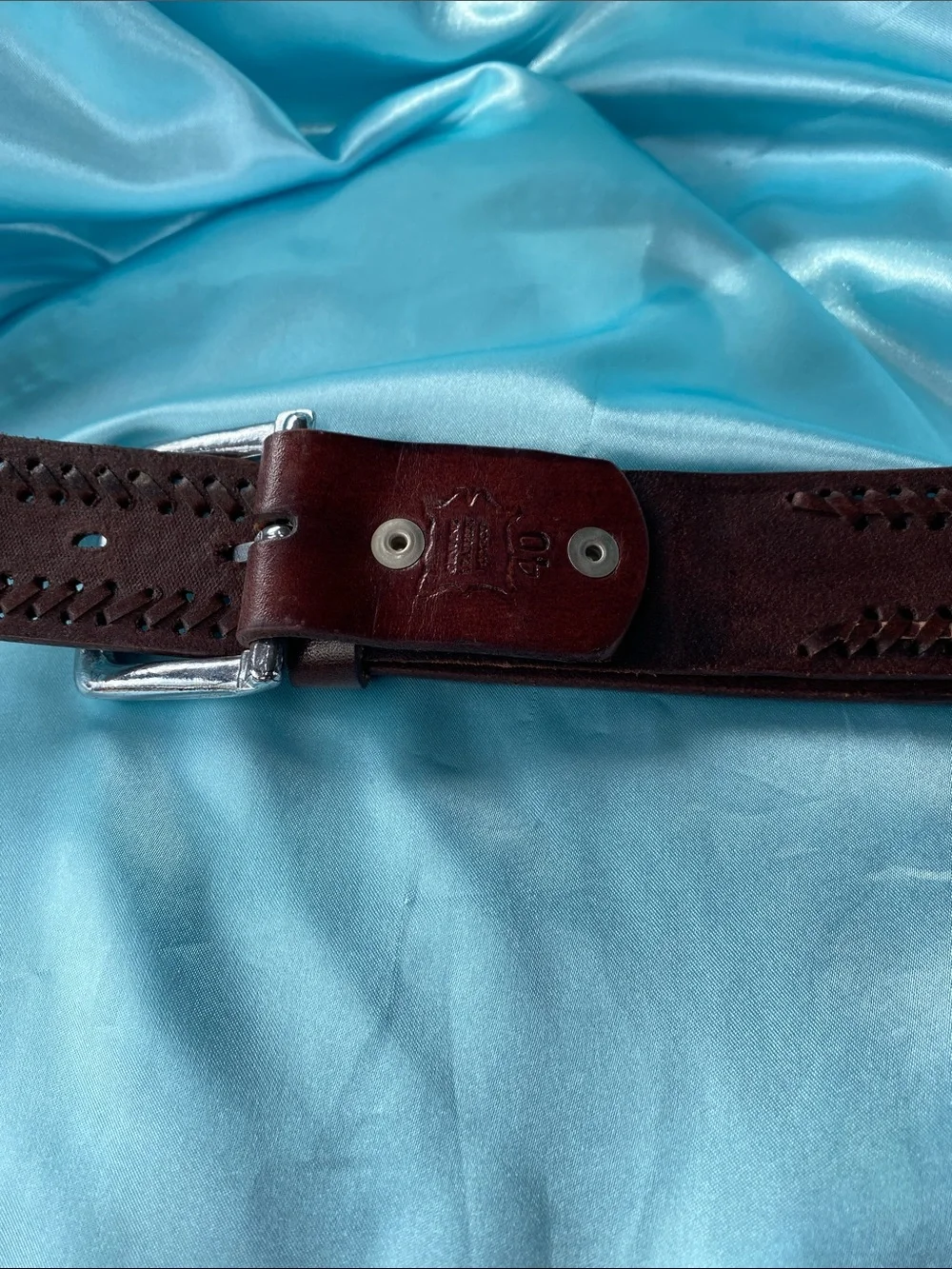 Classic Men’s Woven Style Leather Belt Dark Brown